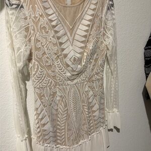 Sage and Paige White Embroidered Long-Sleeve Dress